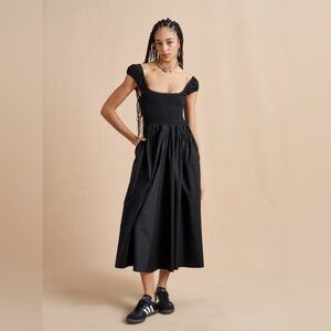 NWT La Ligne Vivian Dress Black Cotton Size Small